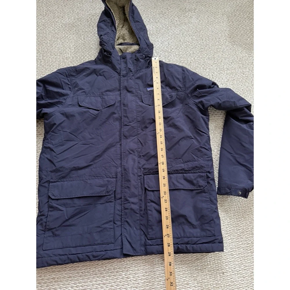 mens patagonia isthmus parka large Hoodie Navy Jacket Sherpa - Picture 8 of 10